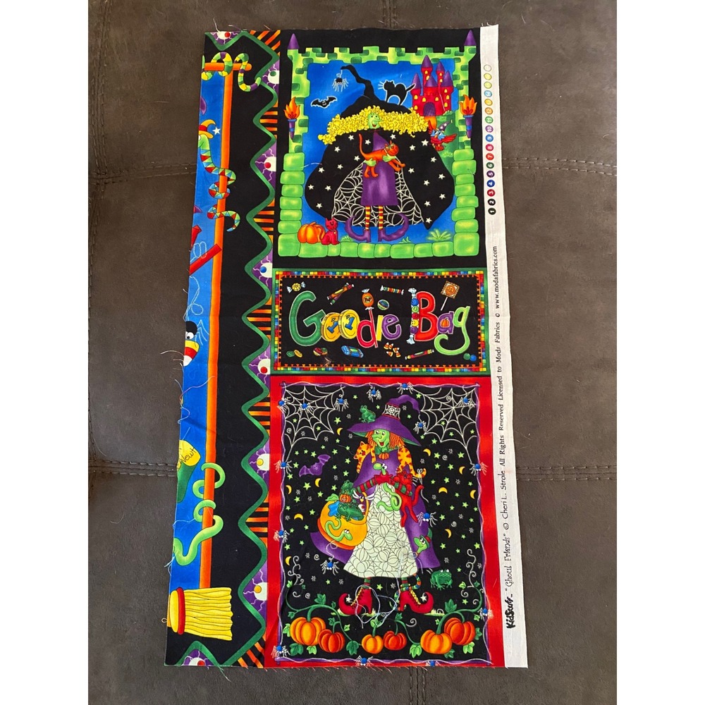 Moda Fabrics Ghoul Friends Halloween Witch Cotton Fabric Panel Cheri L Strole